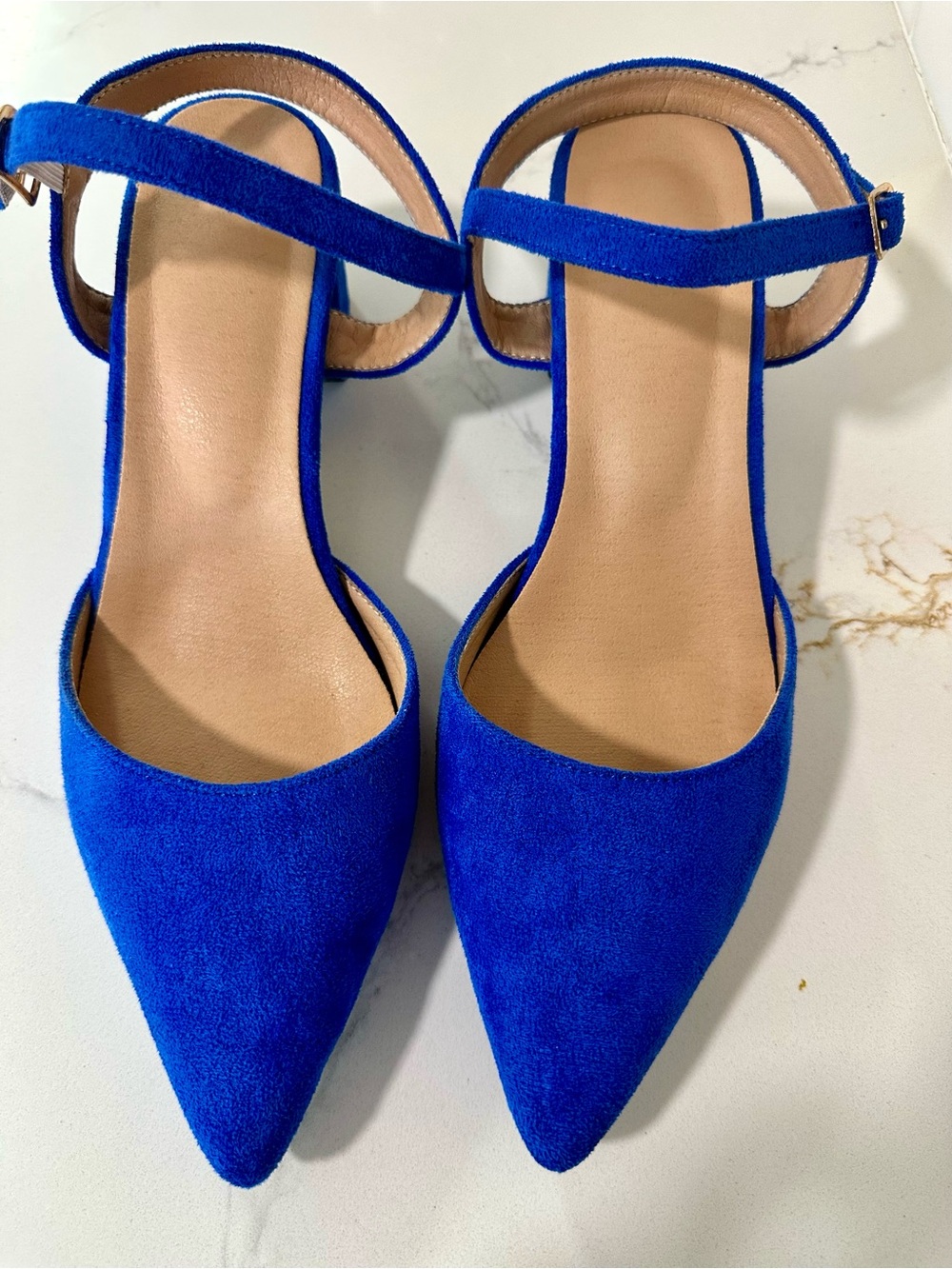 Women's Pointed Toe Ankle Strap Pumps - Blue